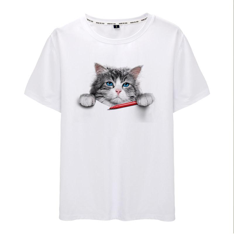 Cat Tshirt Unisex and Women Short Sleeve Cute Cat Print Cat Fashion Jacket Unisex and Women with The Same Tshirt Clothes Summer