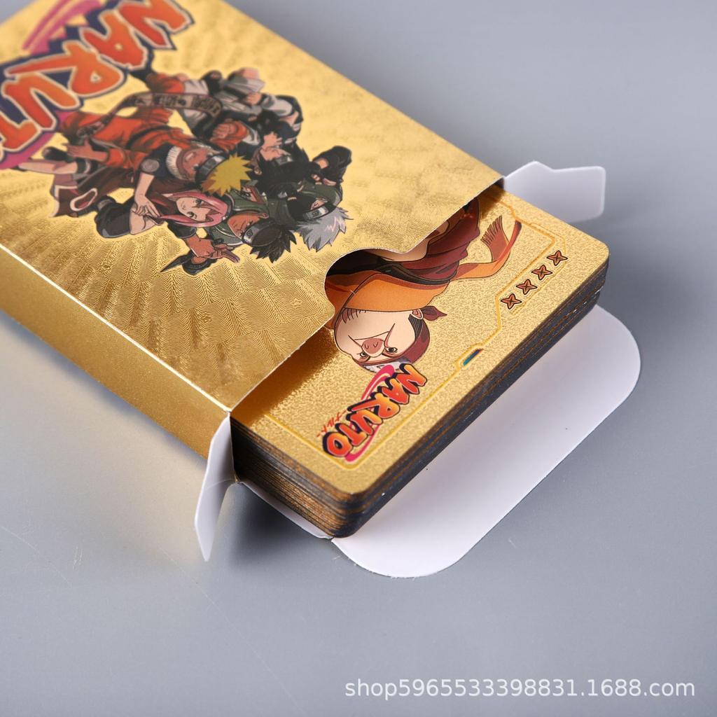 55pcs Naruto Card Gold English Series Kakashi Uchiha Sasuke Rare Collection Combat Children Fan Gift Desktop Game Toy