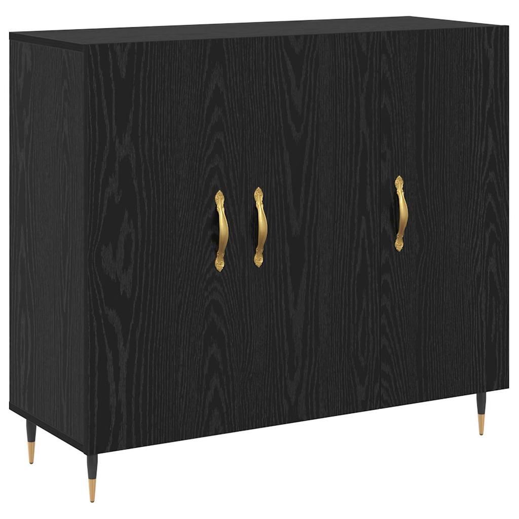Sideboard in Black Oak Look 90 x 34 x 80 cm Engineered Wood