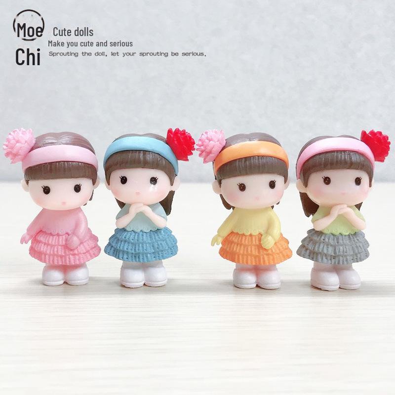 ПВХ мультфильм пухлая принцесса персонаж кукла брелок кулон - юбка девушка микро пейзаж орнамент