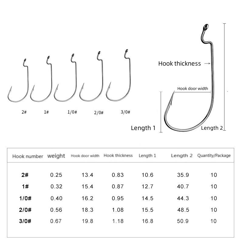 Усовершенствованный крючок с широким животом, 10 шт./пакет, тонкий рыболовный крючок для мягкой наживки, набор мягких крючков для насекомых Texas Fishing Group