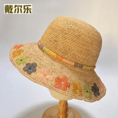 Шляпа-ведро из соломы Лафит, ручной работы, с крючком, для женщин, весенне-летняя, дышащая, солнцезащитная, поставка
