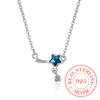925 Sterling Silver Blue Crystal Star Charm Pendant Necklace For Women Wedding Romantic Party Jewelry Choker Collar/gavja