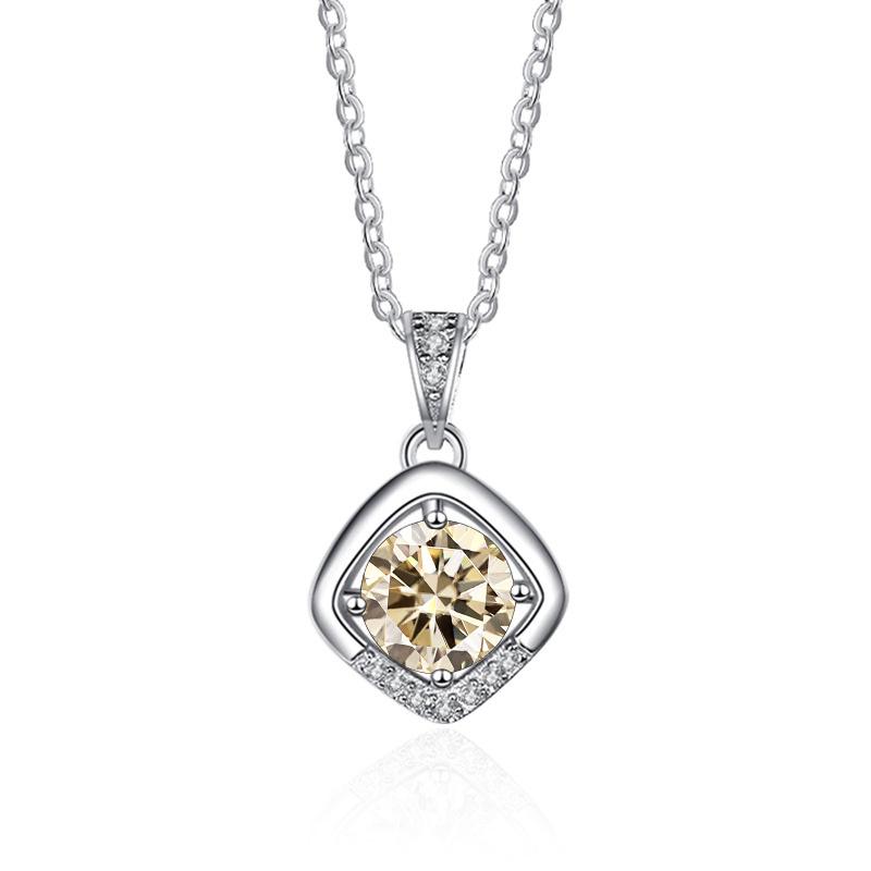 Bague Ringen 1ct VVS D Цветной Муассанит Бриллиантовое Ожерелье Для Женщин Серебро 925 Ювелирные Изделия Женский Простой Темперамент Цепочка На Ключицу