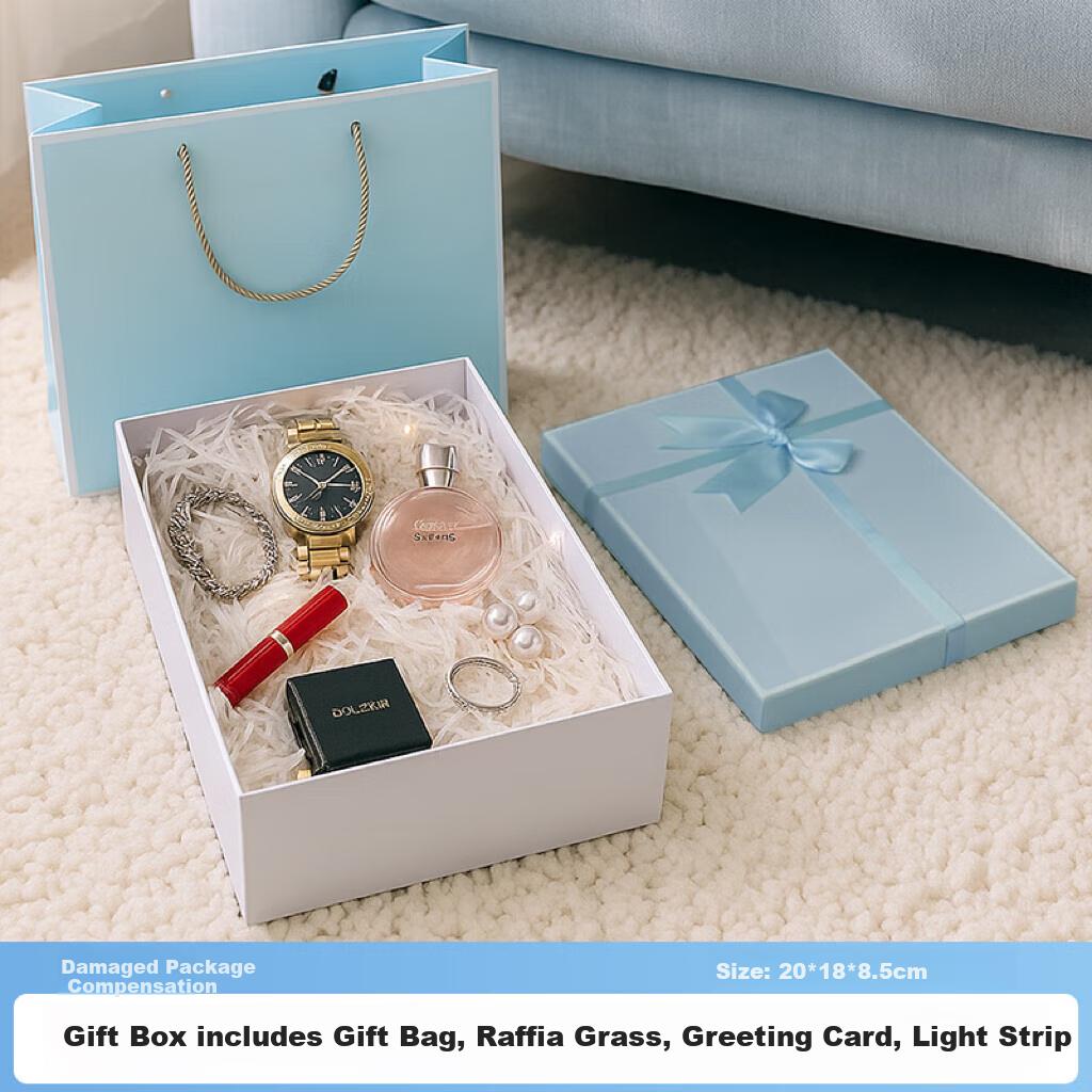 Bahainiao Gift Box, Empty Box for Birthday, Mother\'s Day, Valentine\'s Day, 520 Gift Box, Wedding Favor, Blue Bow, Medium Size