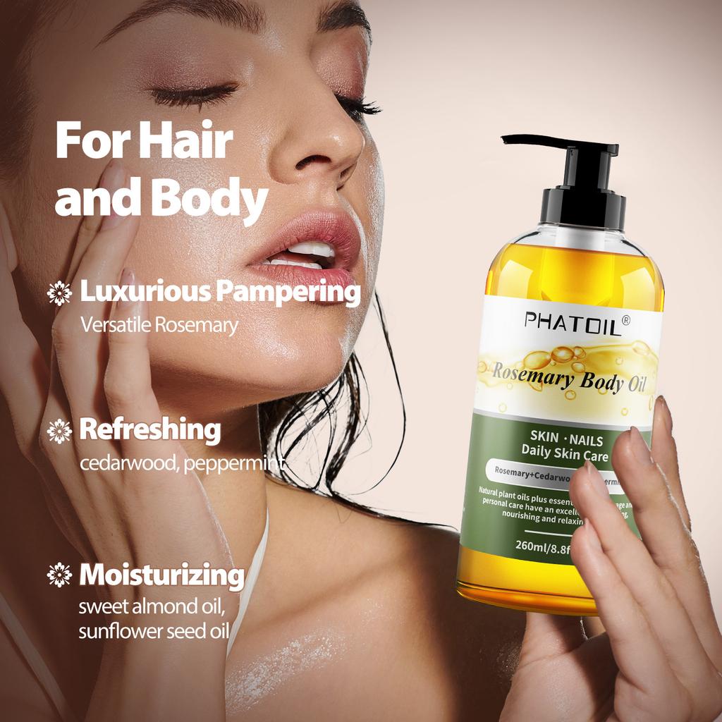 PHATOIL 260 мл Масла для тела, лаванда, ваниль, имбирь, массажное масло с базиликом, универсальный уход за кожей и волосами, смеси натуральных растительных масел и эфирных масел