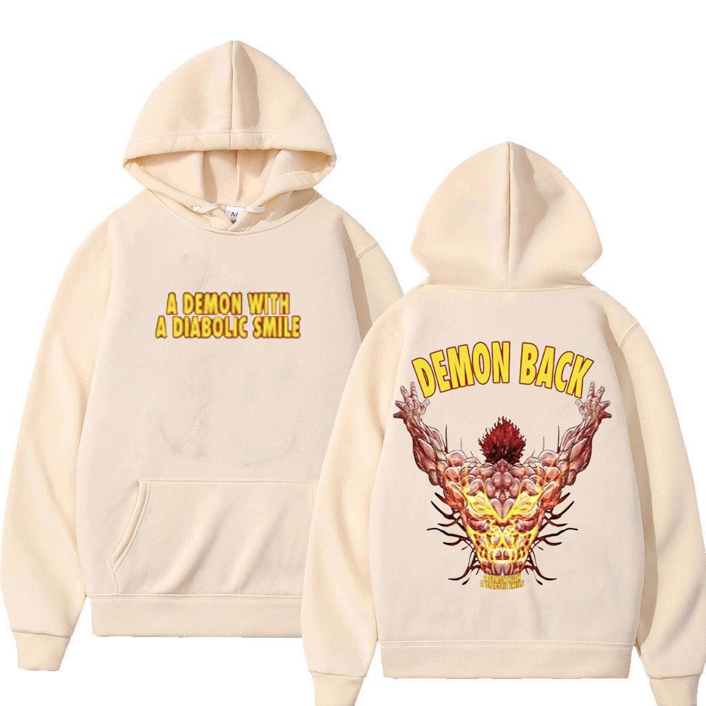 Толстовка с капюшоном с принтом на спине японского аниме «Баки демон»