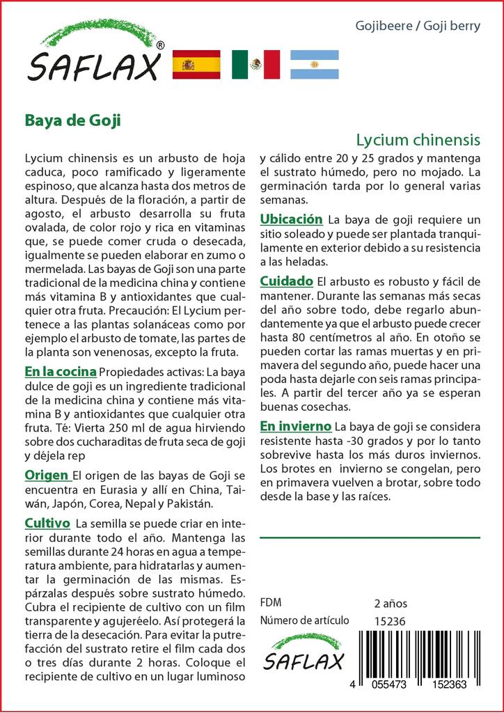 SAFLAX Garden in the Bag - Ягоды Годжи - 200 семян - С субстратом в подходящем стоячем пакете - Lycium chinensis