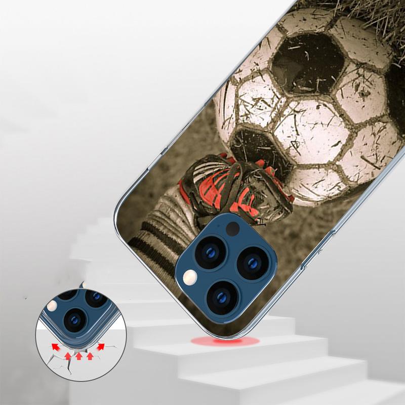 Чехол для телефона с дизайном футбольного мяча для iPhone 17 Air 16 Pro Max 16E 15 + 14 Plus 11 12 13 Mini 7 8 SE Подарок Печатная крышка Funda