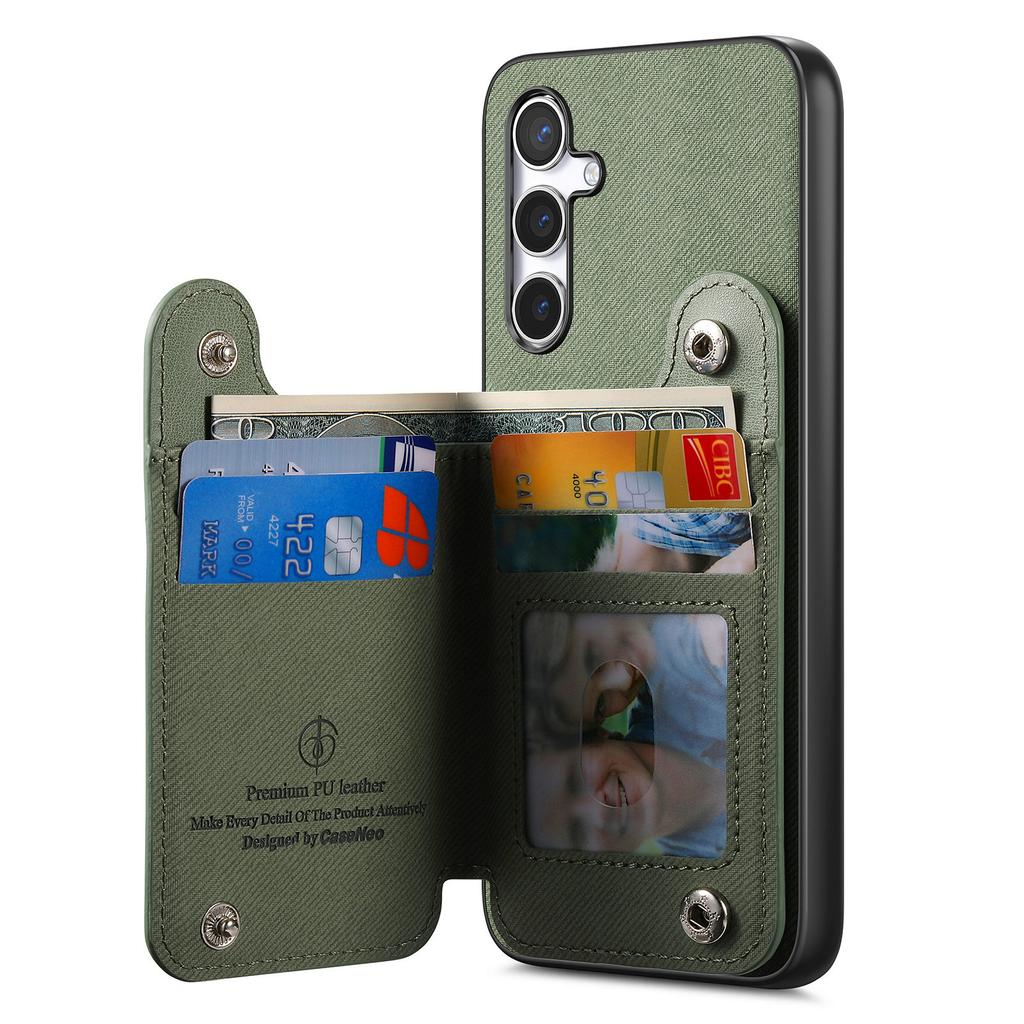 For Samsung Galaxy S25+ Case with Card Holder Kickstand Leather+TPU+PC Phone Cover