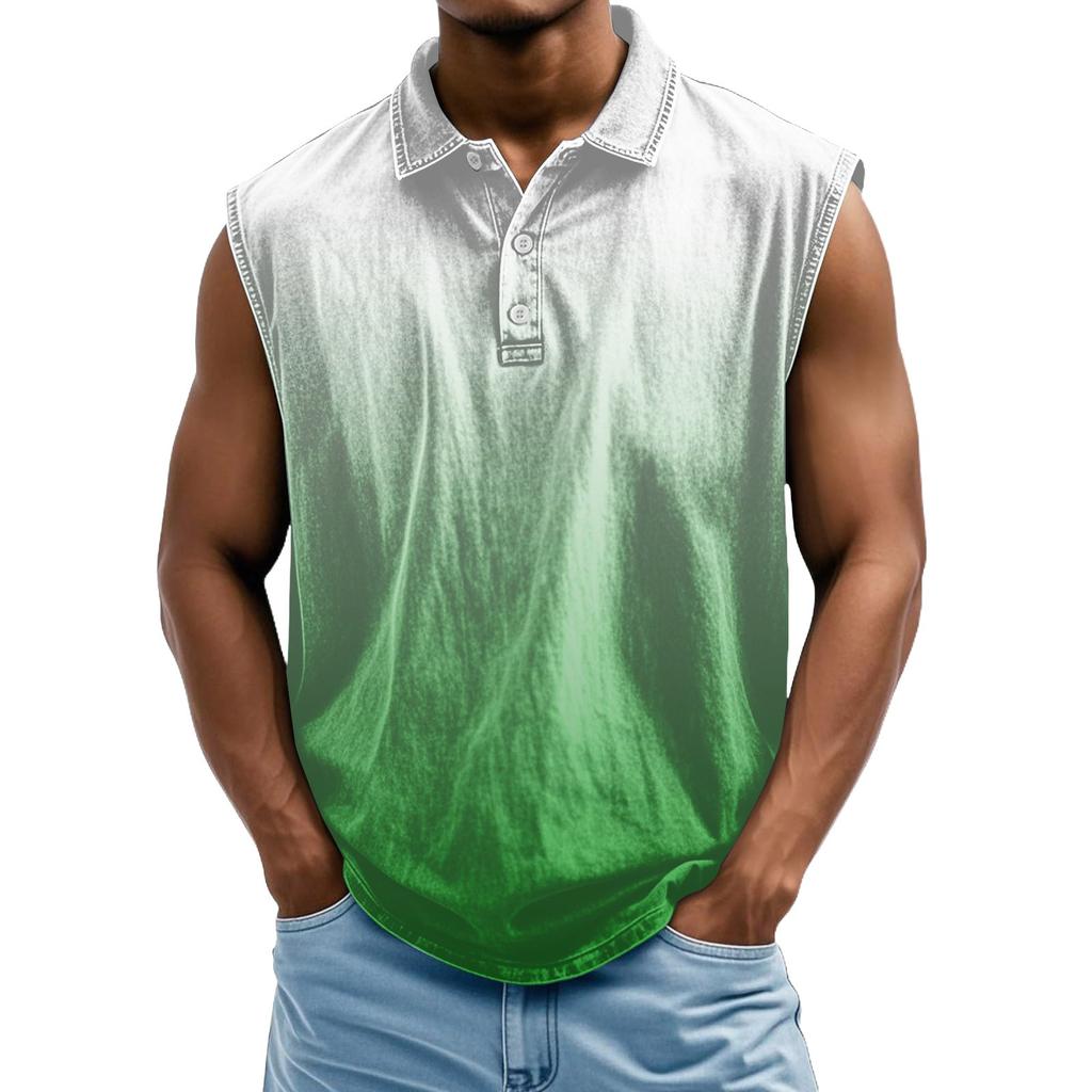 Мужская состаренная рубашка без рукавов с градиентным принтом