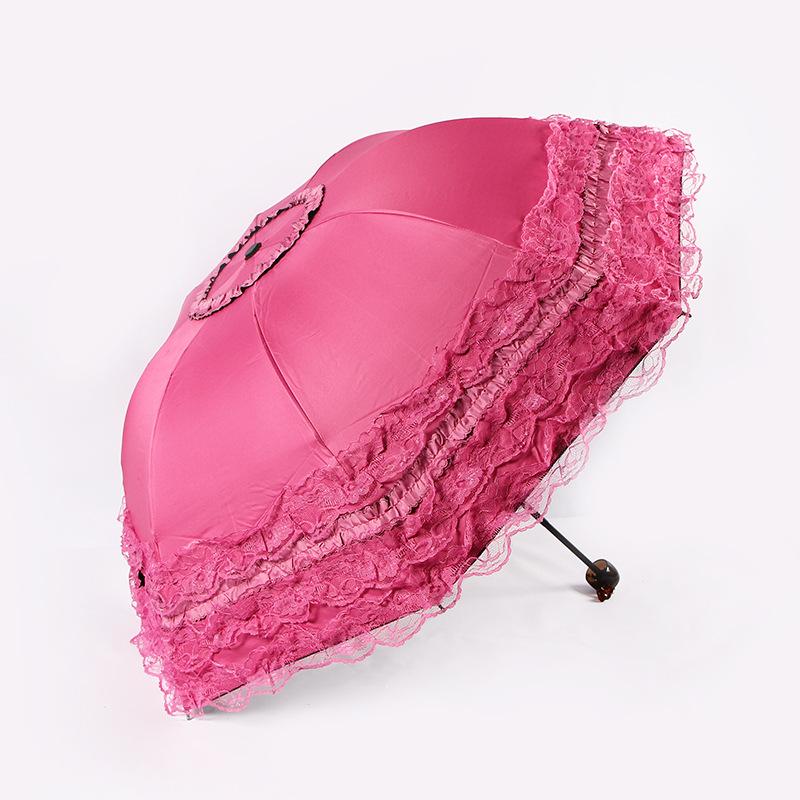 Folding Princess Umbrella Anti-uv Sunshade Lace Umbrella Girl Women Rain Sun Umbrella Windproof Portable Travel Female Parasol
