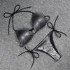 2 Pcs/Set Women Bikini Set Smooth Surface Reflective Padded Wire Free