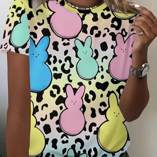 Летняя новая повседневная свободная женская футболка с 3D-принтом
