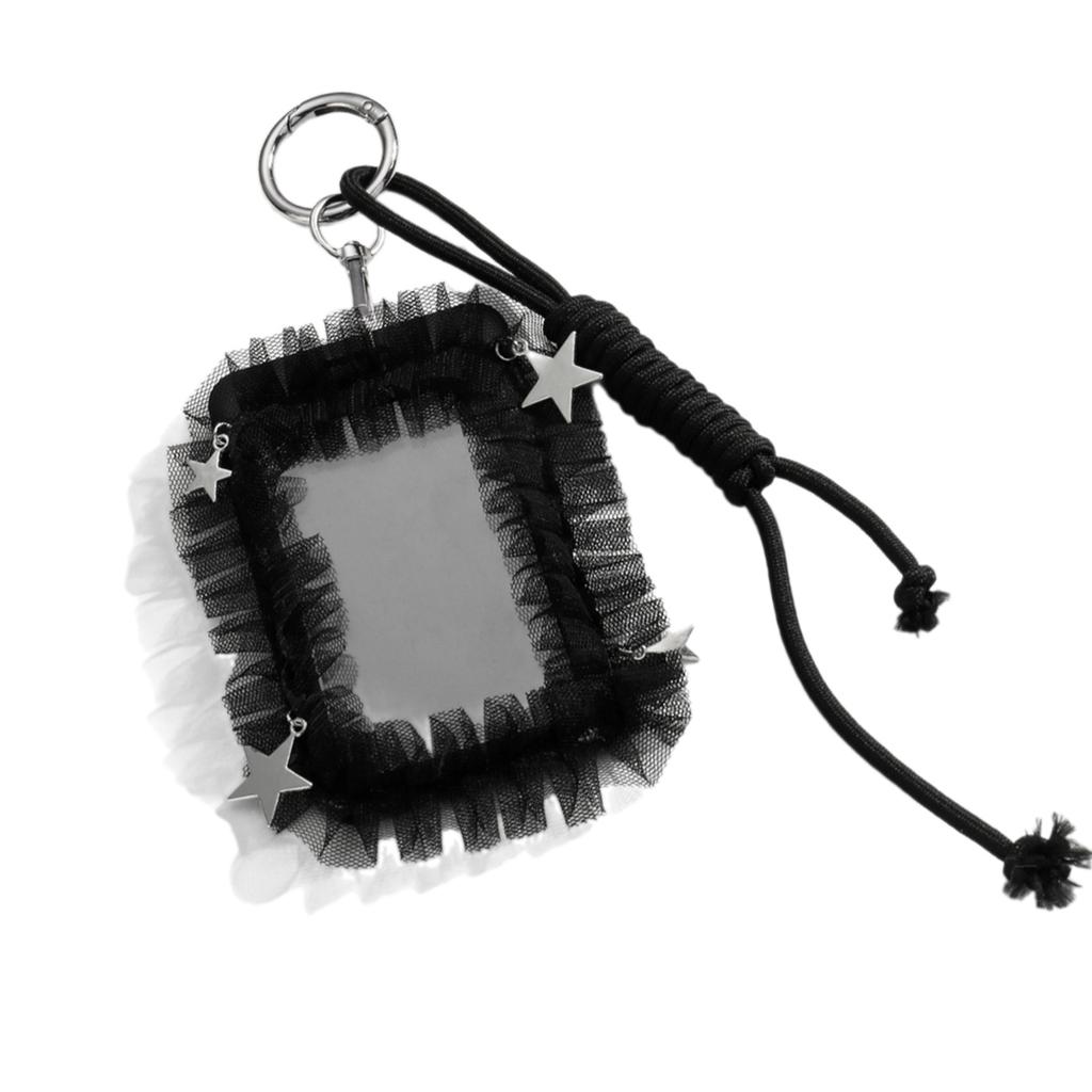 Готический держатель для фотокарточек Кружевной держатель для фотокарточек K-pop с брелоком Держатель для ID-карты Подвеска-брелок Рукава для студенческого билета