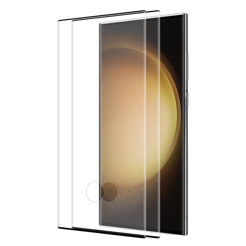 ENKAY HAT PRINCE 2PCS/Set Tempered Glass Film for Samsung Galaxy S23 Ultra 3D Curved Side Glue HD Full Screen Protector Support Fingerprint Unlock
