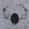 Natural Indian Moss Agate,Peridot Stone 925 Sterling Silver Bracelet 7-8" u2C19