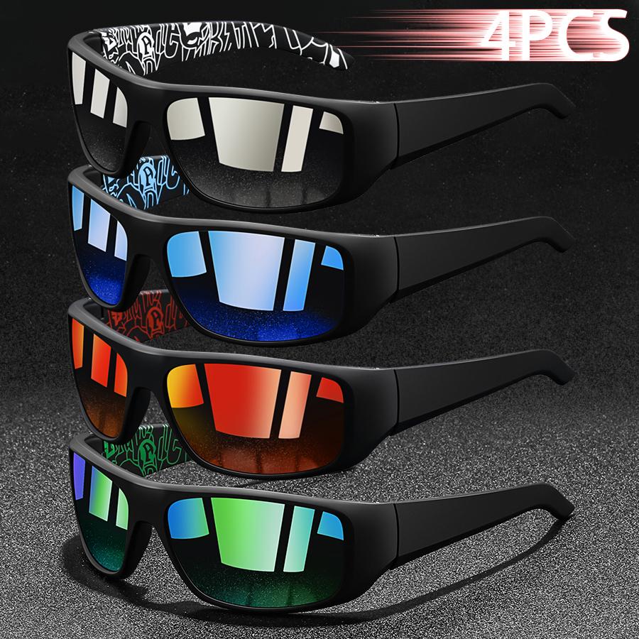 4Pieces Fashion Vintage Eyewear Fishing Cycling Sports Sunglasses Men Women Running Mountaineering Sport Man Sun Glasses 7