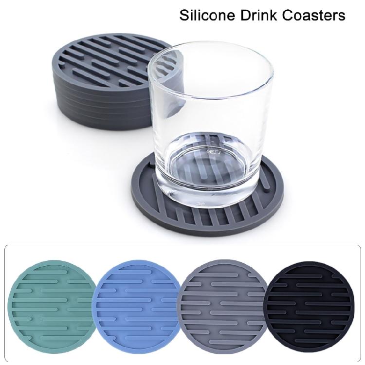 6Pcs Silicone Coasters Cup Mats Dining Decors Unique Round Shape Drink Mats Silicone Texture Suitable for Household Use