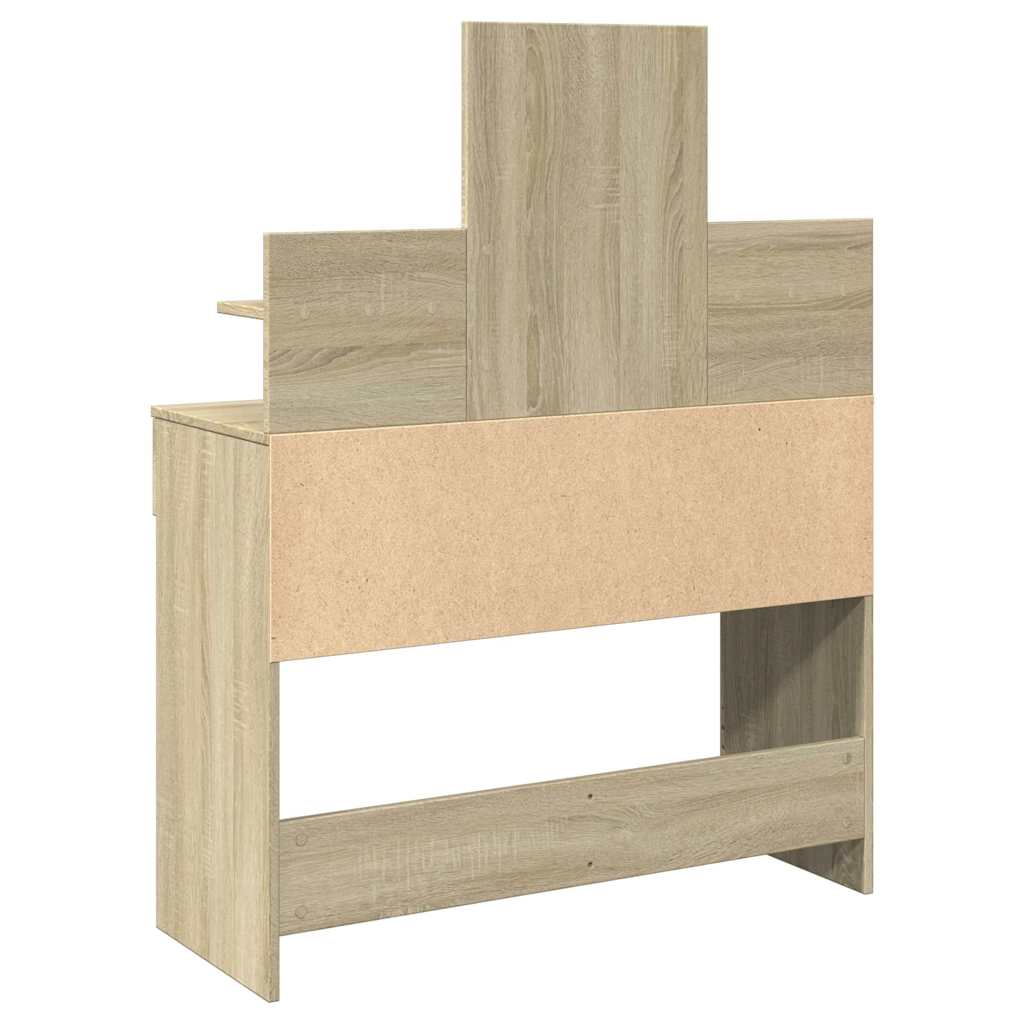 Makeup Table with LED Lighting Sonoma Oak Finish 100 x 40 x 130 cm