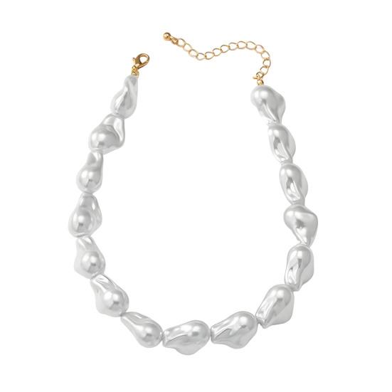 Женский Колье Серьги Браслет из Искусственного Жемчуга Винтажное Французское Свадебное Вечеринка Невеста Большой Искусственный Жемчуг Барокко Колье-Заявление Бижутерия