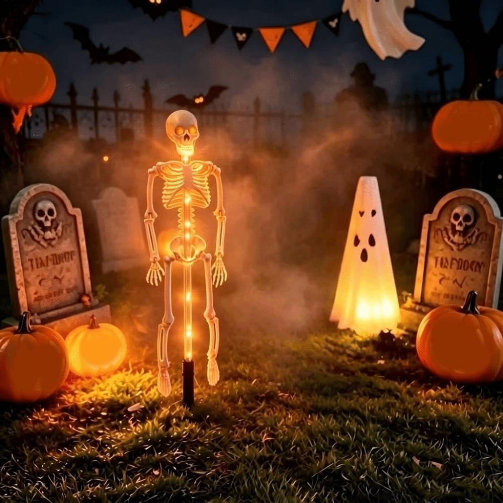 Waterproof Halloween Solar Stake Lights Realistic Skeleton Skull Festive LED Lights Outdoor Garden