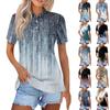Женская модная повседневная рубашка с короткими рукавами и принтом с лацканами, женские топы на пуговицах