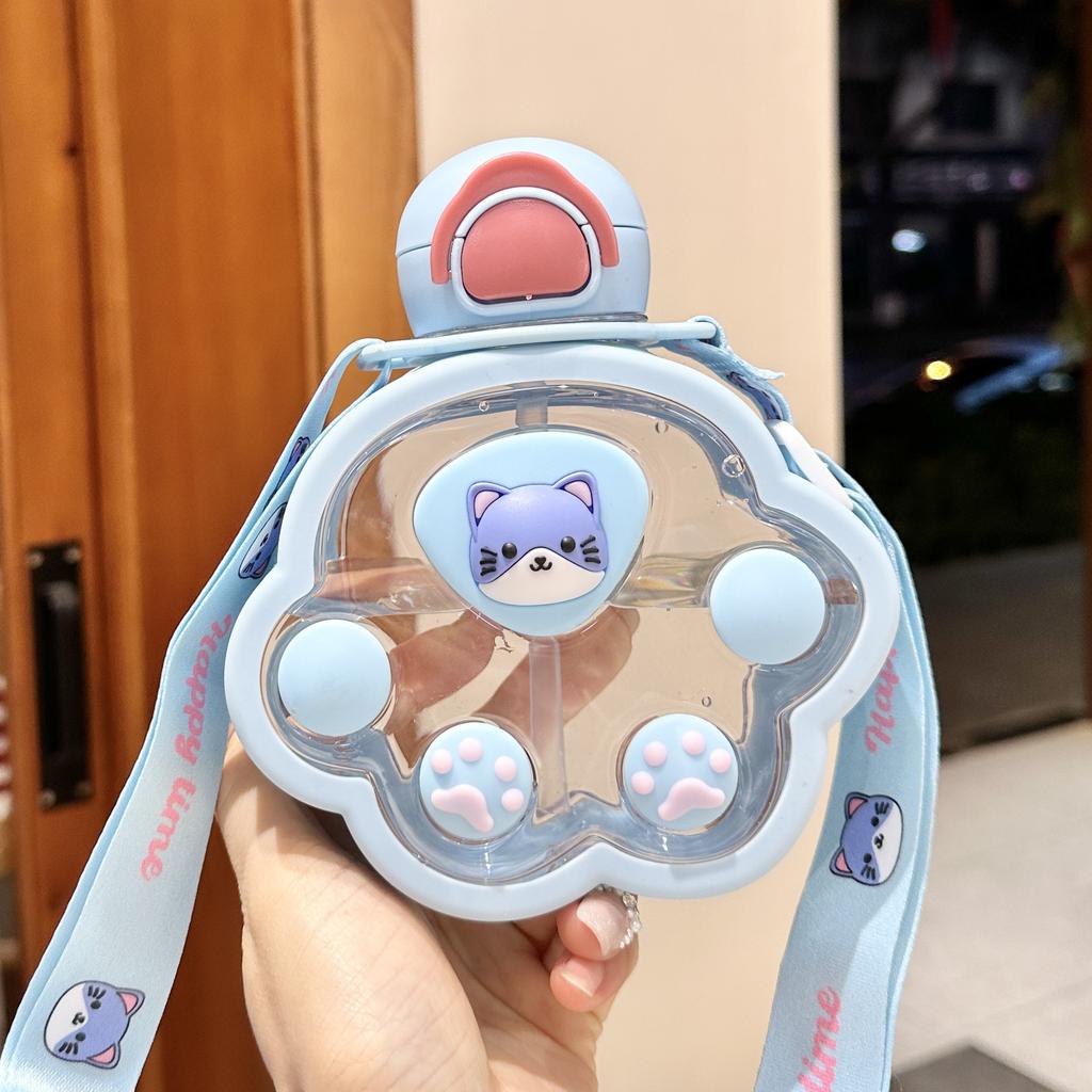 2025 Новая мультяшная детская студенческая забавная пластиковая кружка Mars Rover кошачья лапка простая кружка с соломинкой уличная портативная кружка для воды с откидной крышкой