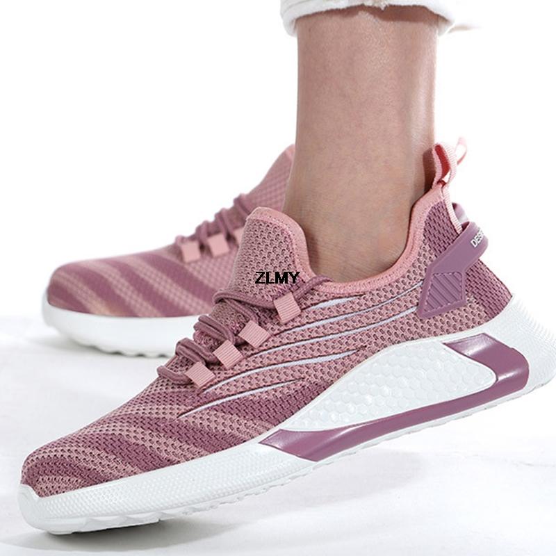 Легкая женская рабочая защитная обувь, кроссовки со стальным носком, противоударные и противопрокольные рабочие ботинки, сетчатые дышащие защитные ботинки для женщин