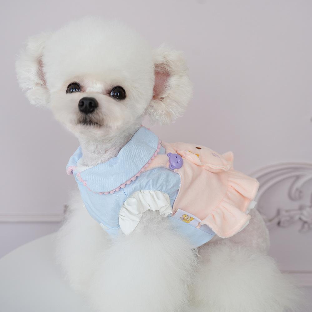 New Winter Warm Flannel Puppy Cats Clothing Korean Cute Small Bear Print Coat Dress for Small Medium Dog Pet Clothes Chihuahua