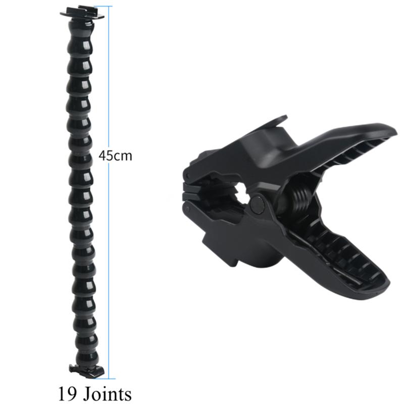 Flex Clamp Arm Mount With Adjustable Gooseneck Flexible Jaws Clip Bracket Holder For GoPro Hero 10 9 8 7 4 Action Camera Support