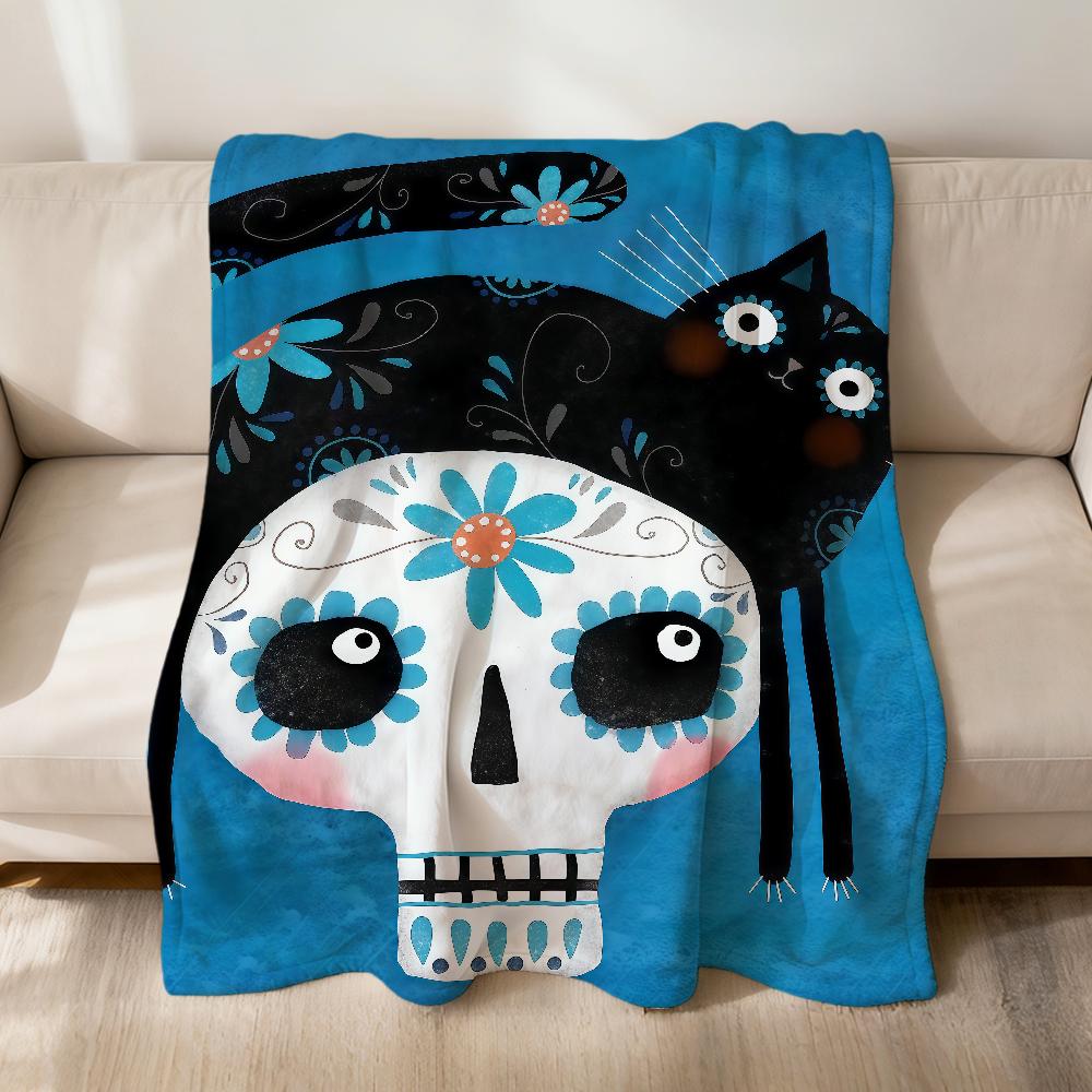 Kitten Pumpkin Art Cat Skull Blanket Flannel soft warm plush blanket sofa living room pet hogar bedroom gift home Car portable
