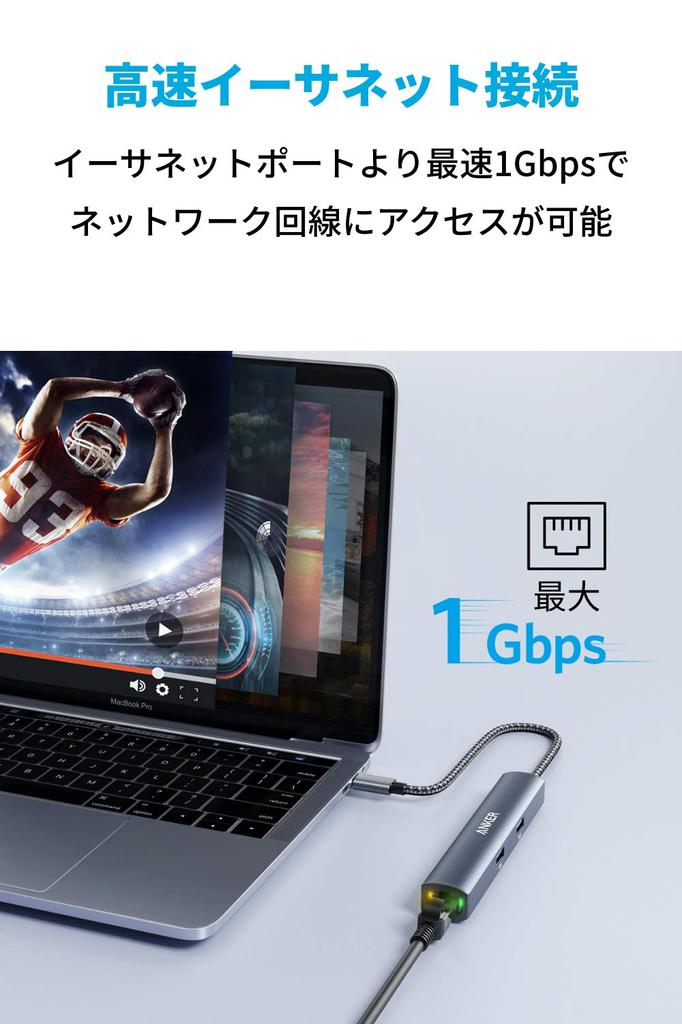 Anker PowerExpand Ethernet Hub PD 65W Port 4K HDMI Port 1Gbps Ethernet Port with Port for MacBook MacBook iPad Pro 6-in-1 USB-C USB3.0 Pro, Air,