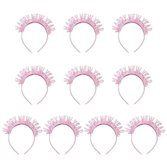 10 шт. обруч для волос с новым годом, днем рождения, тематическая повязка на голову с блестками для взрослых и детей, универсальные аксессуары для волос для вечеринок
