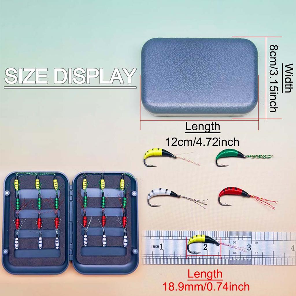 24Pcs-Set Fly Fishing Flies Nymph Lures Dry Flies Pupal Worms Multicolor Bait-Size #6 For Trout/Perch/Carp