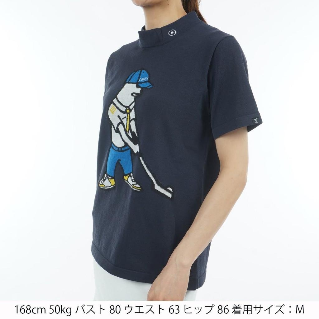 [Pin Apparel] Женская трикотажная рубашка с короткими рукавами и высоким воротом (логотип бренда)  Нижнее белье для гольфа 622-5175200 120Navy LL