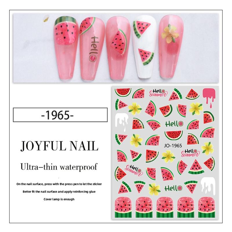 6Sheet Summer Fruit Nail Stickers Decals  For  Self-Adhesive  Nail Art Stickers For Gel Polish  DIY Nail Art Decorat