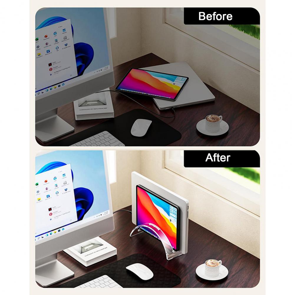 Компактная подставка для ноутбука Акриловая вертикальная подставка для ноутбука с высокой устойчивостью и большой грузоподъемностью для личного использования для организованного хранения