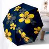 1pc Yellow Flowers Pattern Navy Blue Background Umbrella with Plastic Handle,Compact & Stylish,Suitable for All Seasons ptys26086
