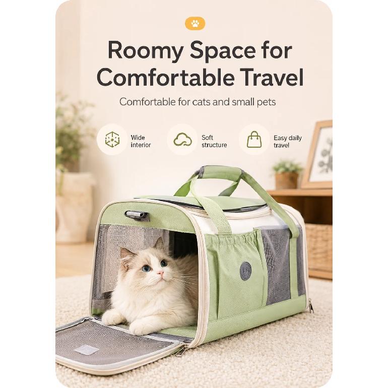 Foldable Pet Handbag, Single‑Shoulder Airline Approved Carrier, Premium Large Capacity Travel Bag for Cats & Small Dogs
