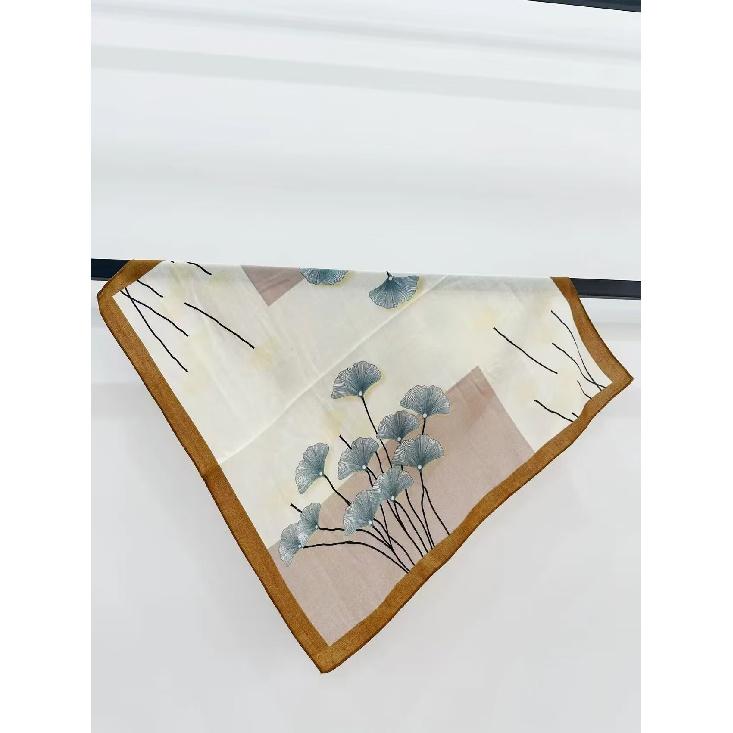 Women'S Spring And Autumn New Cotton Linen Flower Letter Cotton Linen Herringbone Silk Scarf Square Scarf Professional Scarf Scarf