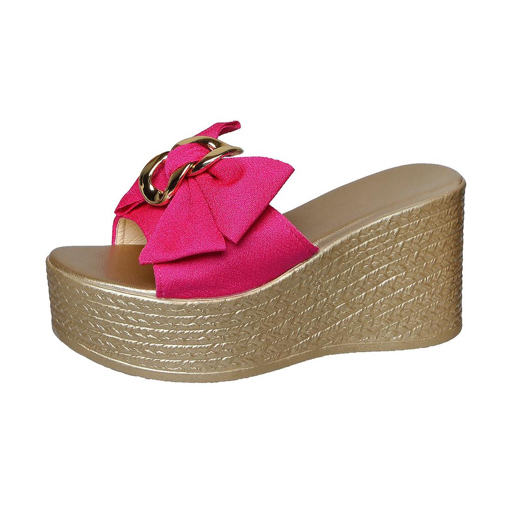 Модные женские тапочки на танкетке, повседневная роскошная обувь, новые летние модные сандалии, высокий каблук, аппликации, цветы, платформа, слайды женские