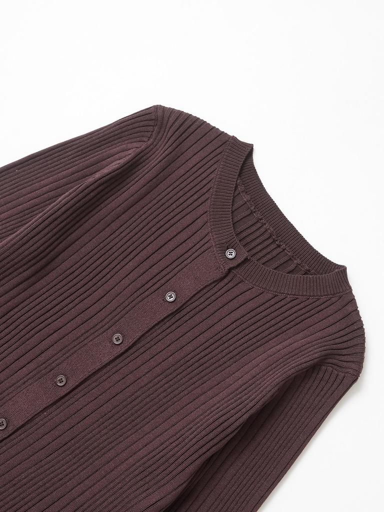 2025 Spring Women's European & American Ribbed Crew Neck Long Sleeve Knitted Cardigan