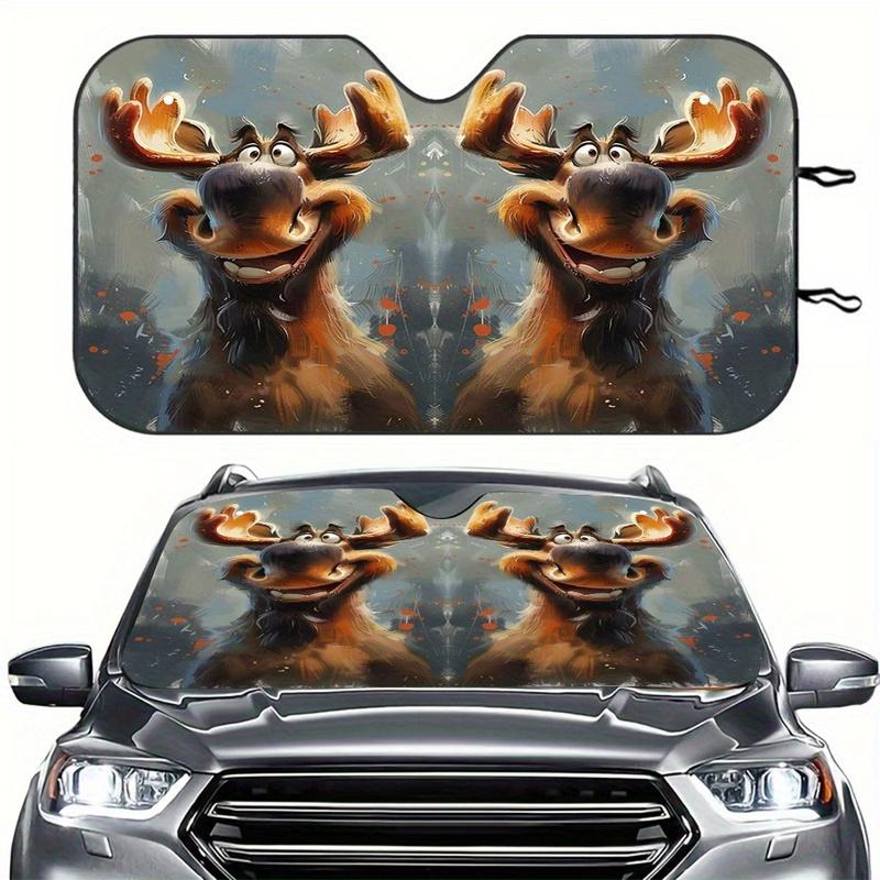 1Pcs Playful Moose Car Windshield Sun Shade, Vibrant Design, Easy Installation