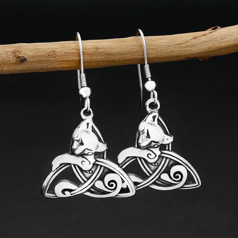 Vikings Valknut Rune Earrings Stainless Steel Viking Trinity Amulet Earrings For Men Women Fashion Jewelry Gift Wholesale 5