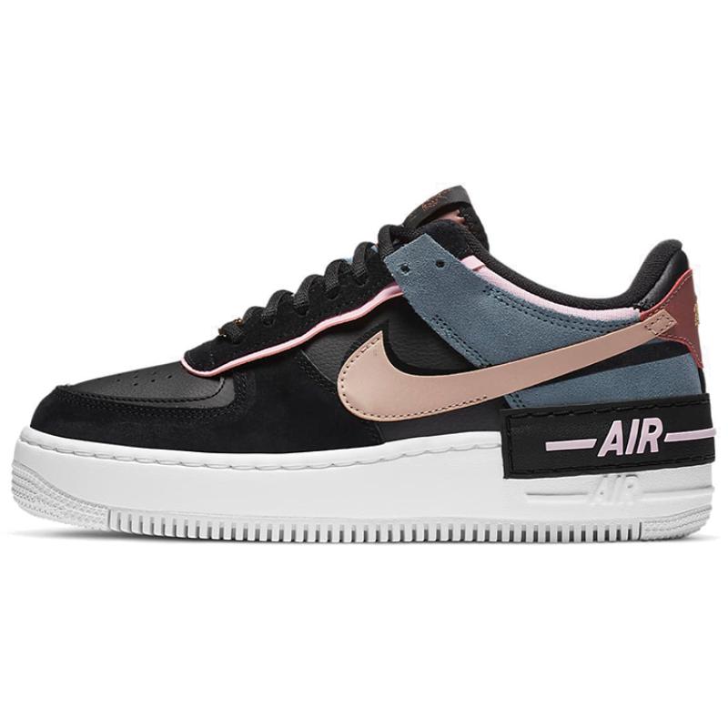 Nike Женские кроссовки Air Force 1 Low Shadow Черный Светло-арктический розовый Кирпично-красный CU5315-001