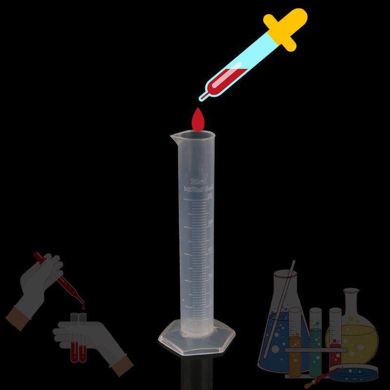 25 мл мерный цилиндр лабораторный тест градуированная жидкость пробная пробирка банка инструмент новый