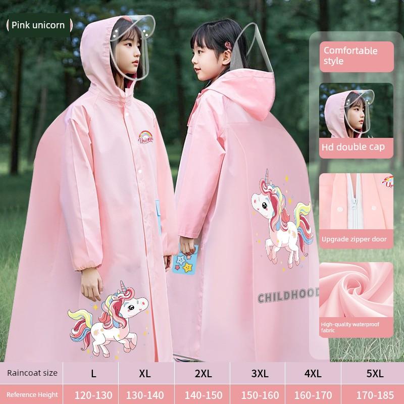 Children's Raincoat for Boys and Girls, Suitable for Primary and Secondary School Students, with a Dedicated Backpack Area, Full-Length
