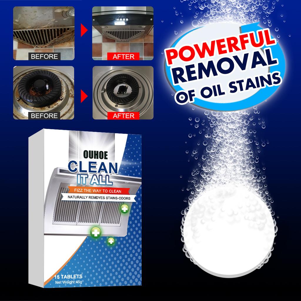 Очиститель масляных пятен для кухни, шипучие таблетки, вытяжка, духовка, сильное пенное моющее средство