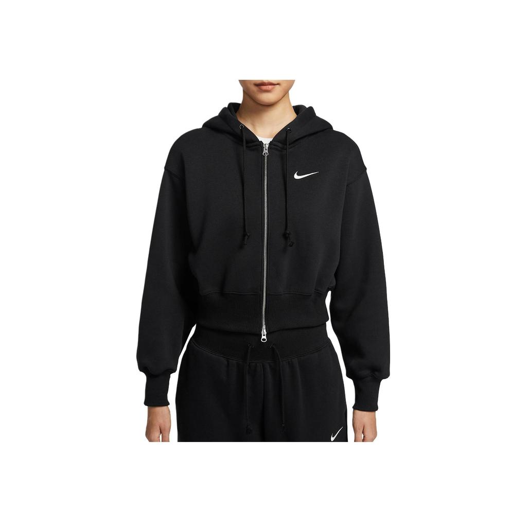 Nike Свободная короткая куртка с капюшоном на молнии с длинным рукавом Женские куртки Черная HJ0941-010